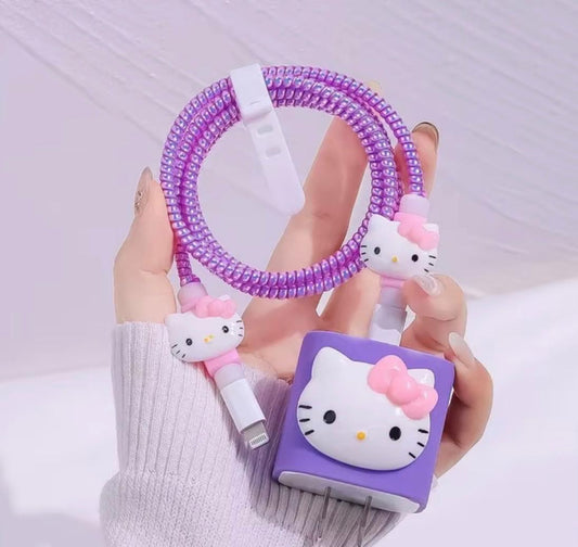 Protector cargador hello kitty morado