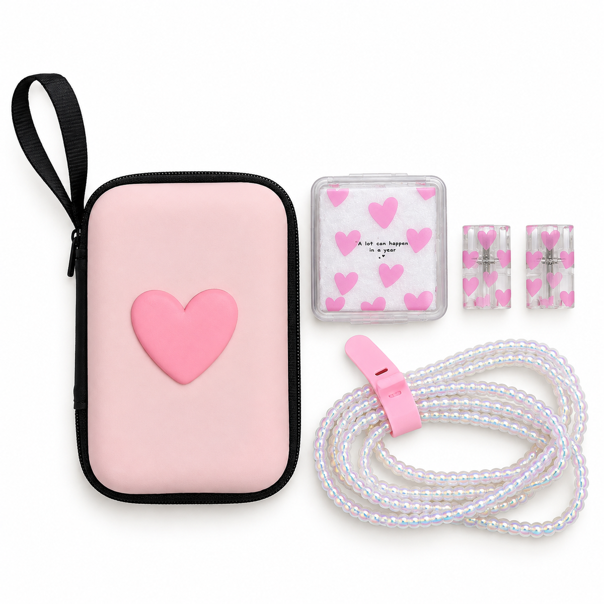 Kit Cargador Corazon Rosado