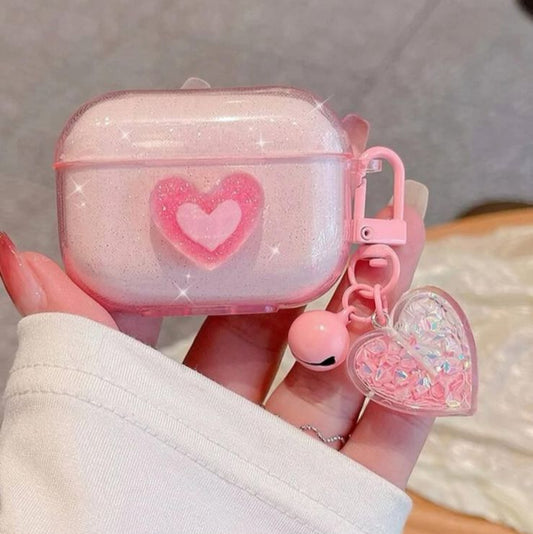 Protector airpods corazón escarcha